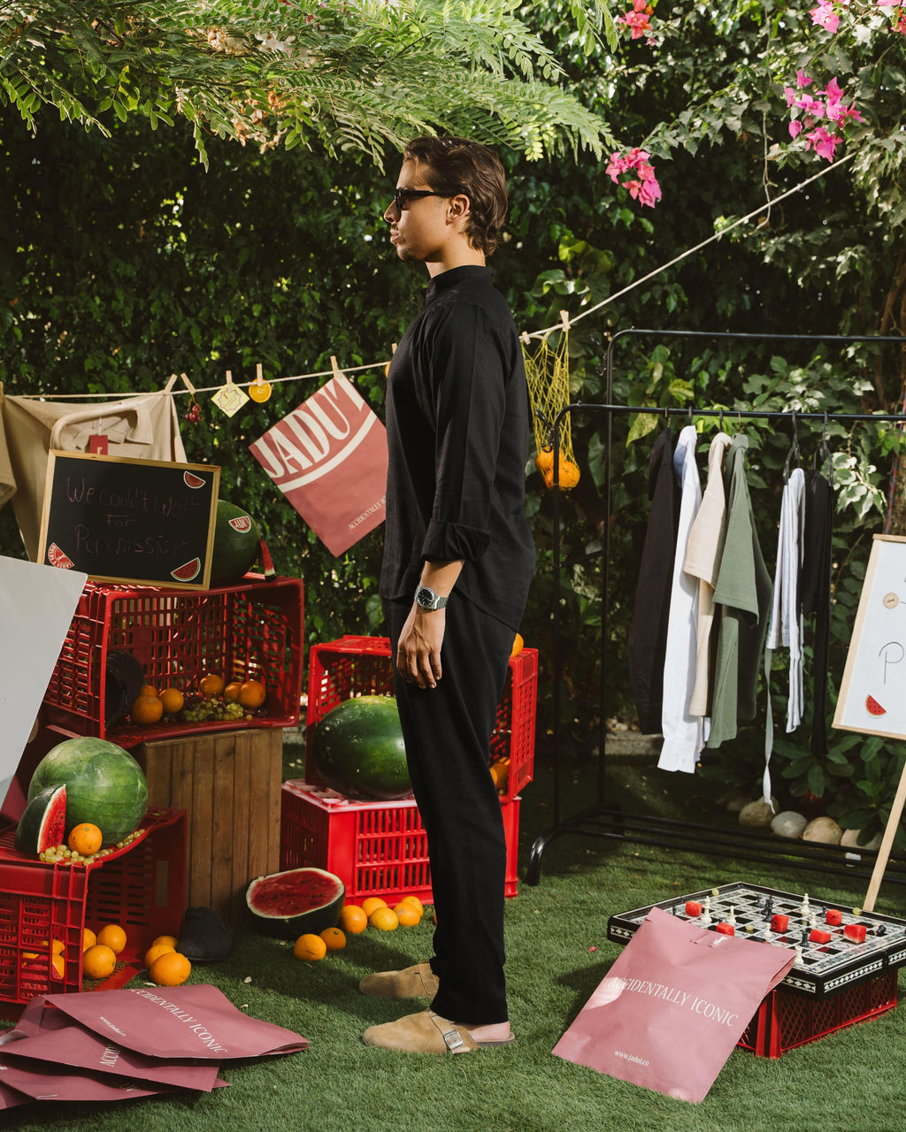 Black Linen Shirt Half-Placket