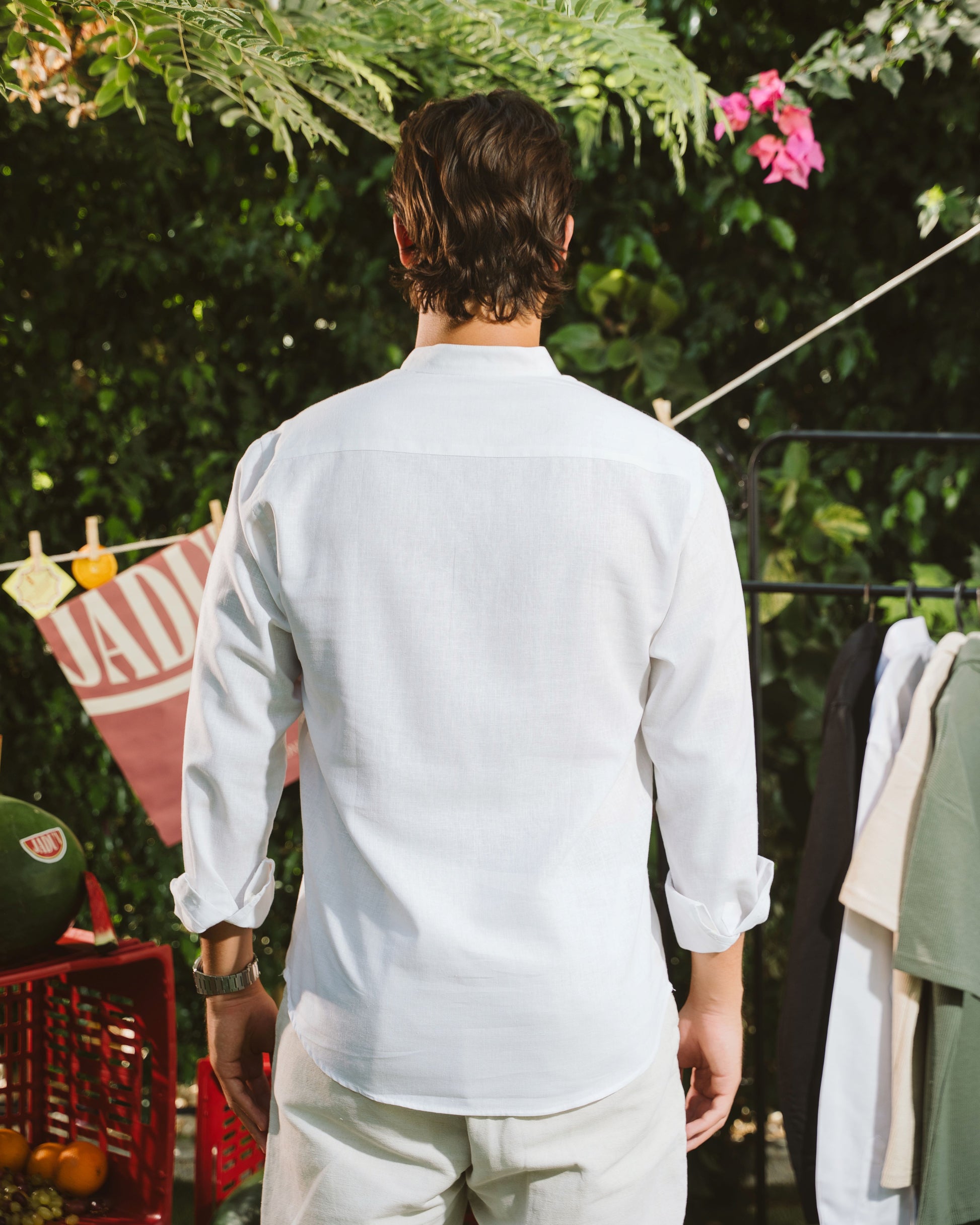 White Linen Shirt Half-Placket