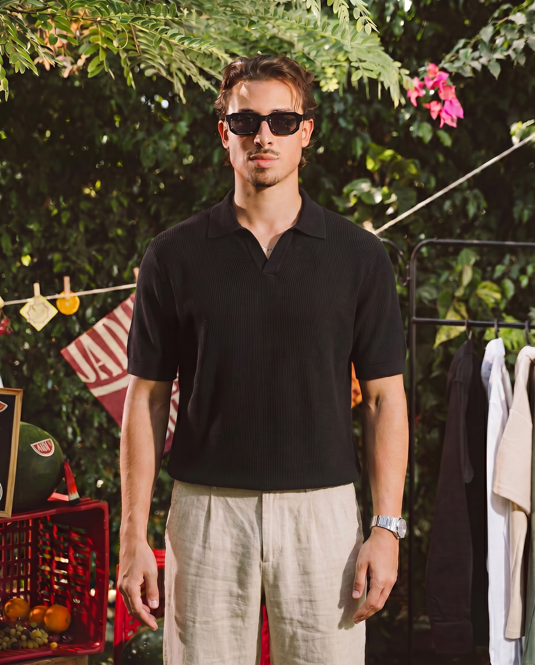 Black Knit Polo