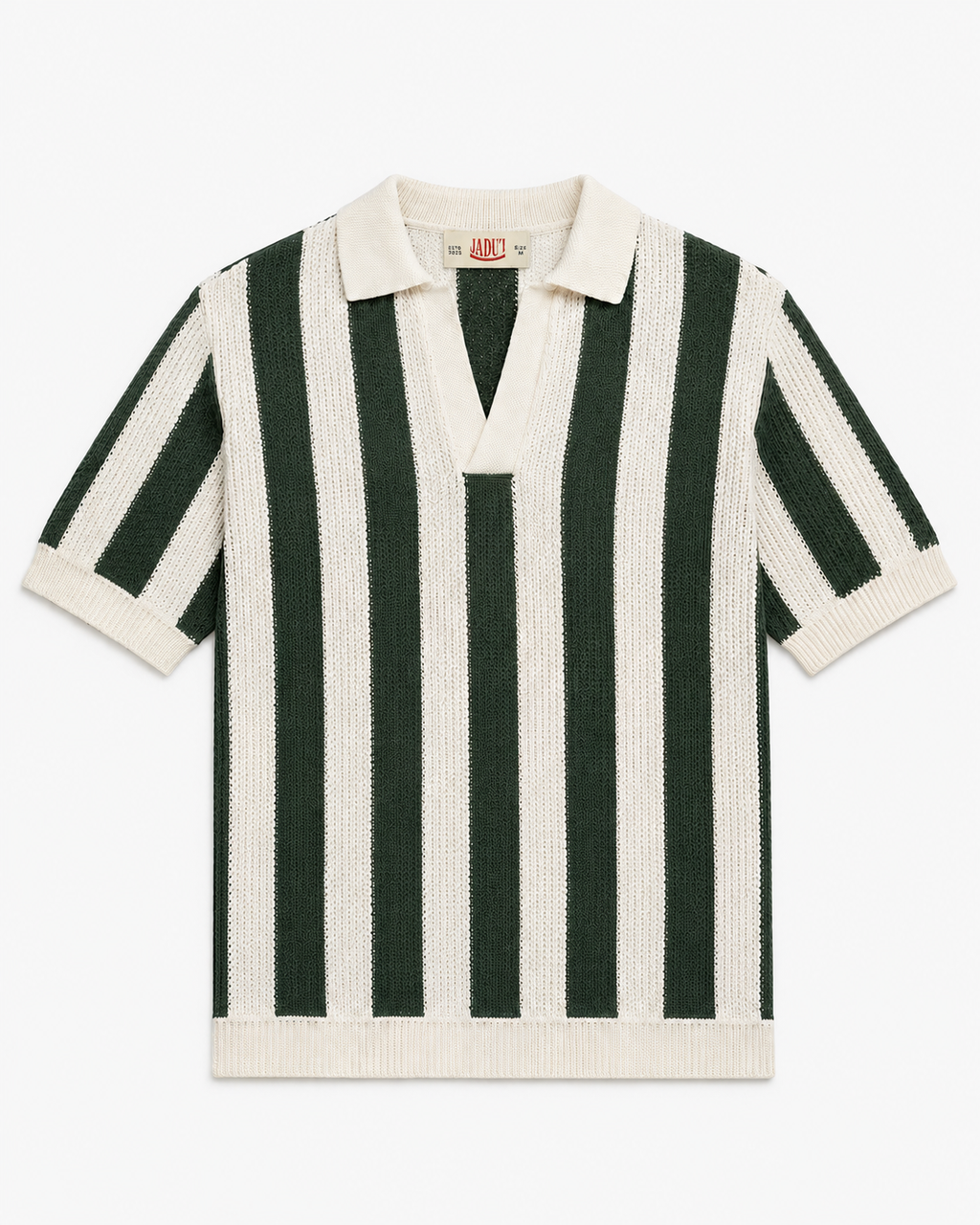 Olive & Off-White Striped Polo